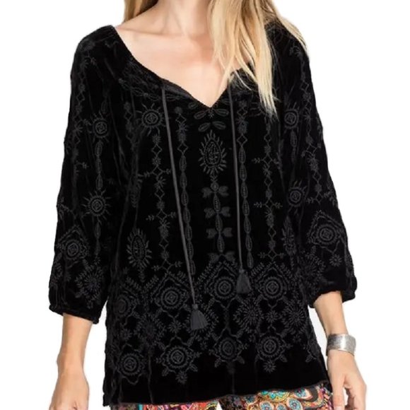 Johnny Was Althea Velvet Peasant Blouse - J15521-9